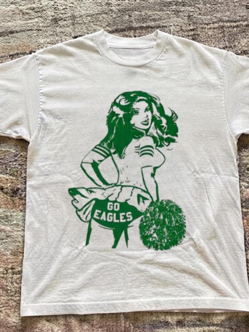 Gildan White Short-Sleeve Tee with Green Cheer Graphic